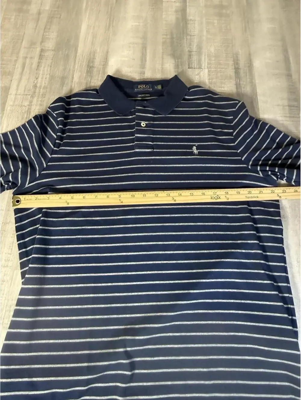 Ralph Lauren Shirt Men’s XL Blue/White Striped Pima Soft Touch Short Sleeve